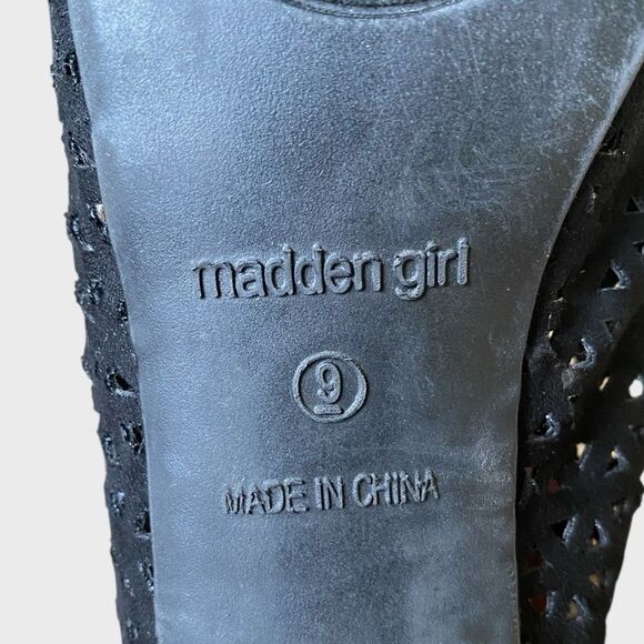 Madden Girl High Heel Ankle Booties Size 9 Black Perforated Open Toe Zipper - Picture 13 of 15